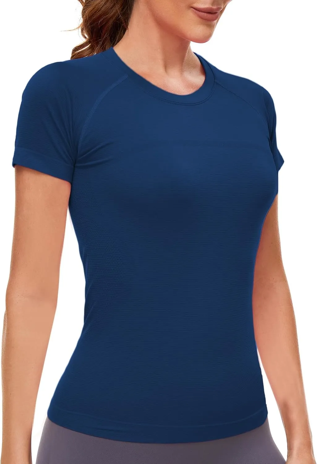 MathCat Workout Shirts for Women Short Sleeve Seamless Yoga Athletic Tees Sports Breathable Gym Athletic Tops