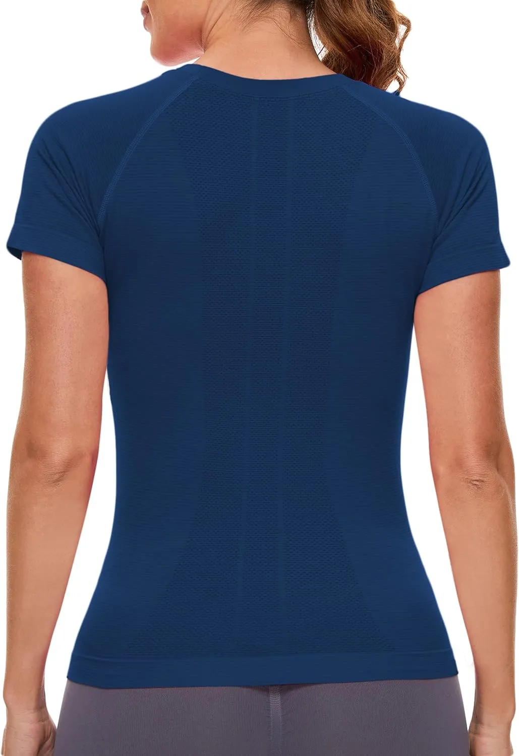 MathCat Workout Shirts for Women Short Sleeve Seamless Yoga Athletic Tees Sports Breathable Gym Athletic Tops