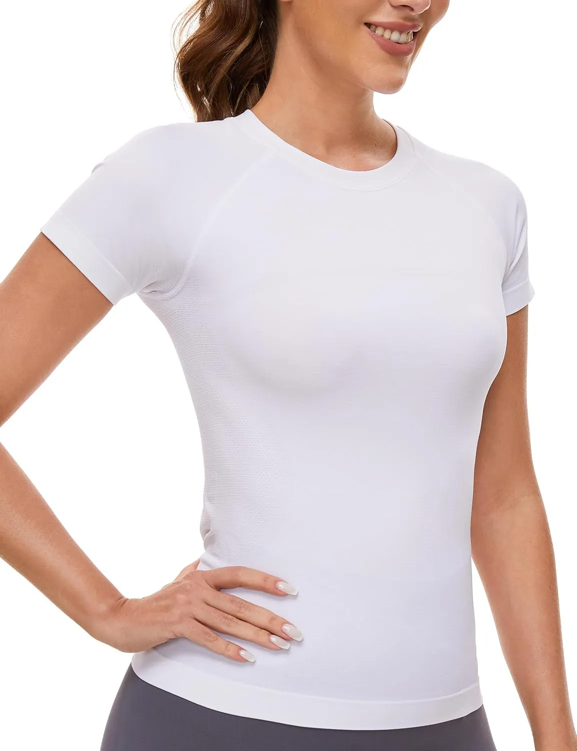 MathCat Workout Shirts for Women Short Sleeve Seamless Yoga Athletic Tees Sports Breathable Gym Athletic Tops