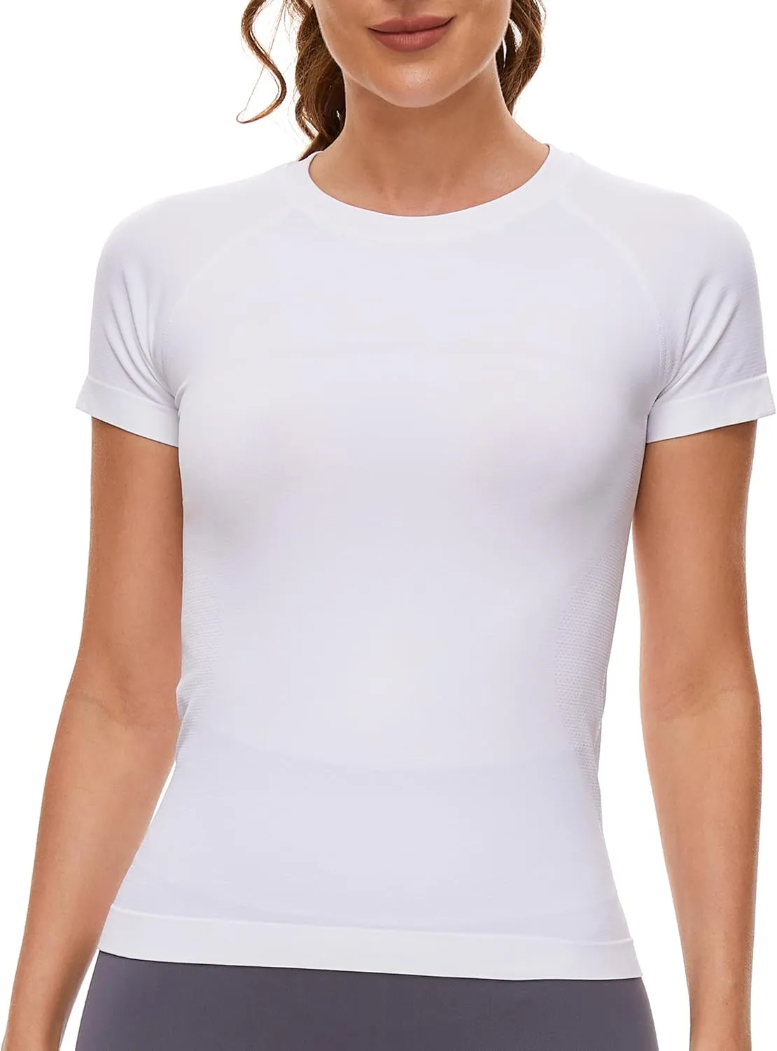 MathCat Workout Shirts for Women Short Sleeve Seamless Yoga Athletic Tees Sports Breathable Gym Athletic Tops