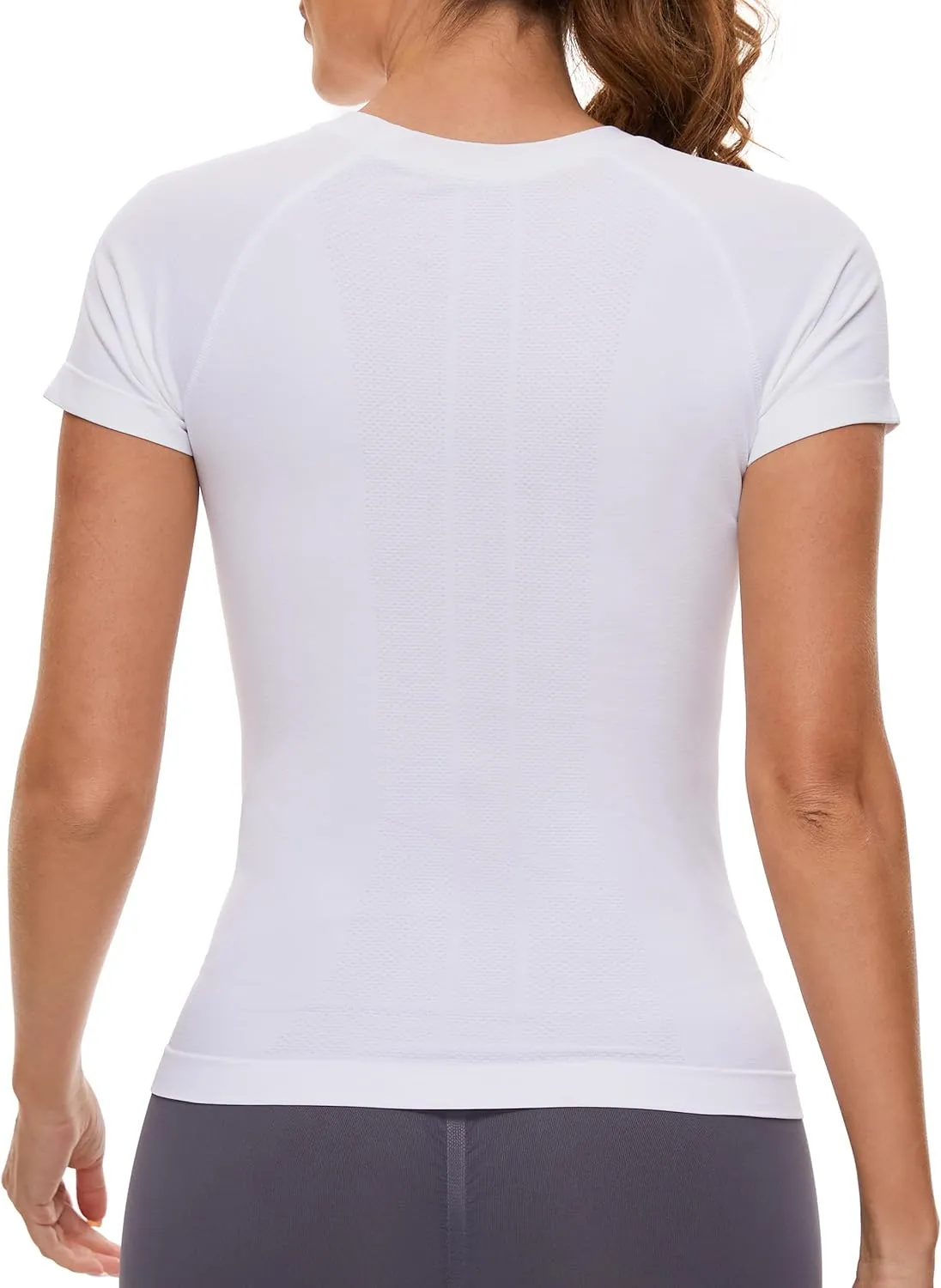 MathCat Workout Shirts for Women Short Sleeve Seamless Yoga Athletic Tees Sports Breathable Gym Athletic Tops
