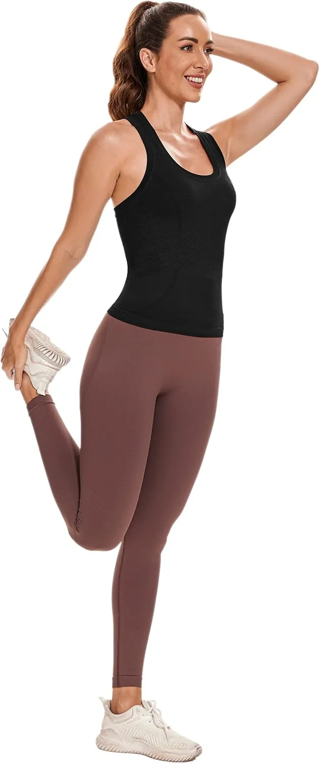MathCat Workout Tank Tops for Women Sleeveless Gym Tops Seamless Racerback Athletic Yoga Shirts