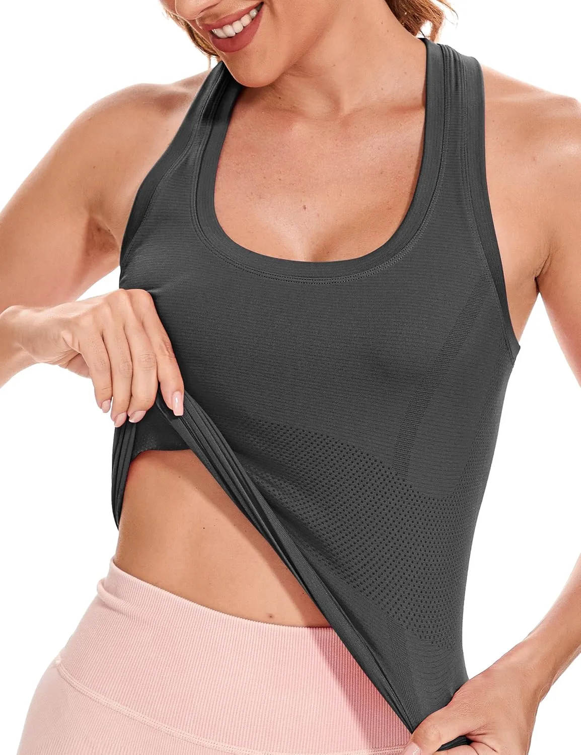 MathCat Workout Tank Tops for Women Sleeveless Gym Tops Seamless Racerback Athletic Yoga Shirts