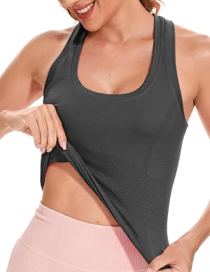 MathCat Workout Tank Tops for Women Sleeveless Gym Tops Seamless Racerback Athletic Yoga Shirts