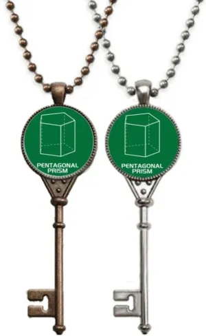 Mathematical Geometric Space Pentagonal Prism Key Necklace Pendant Jewelry Couple Decoration