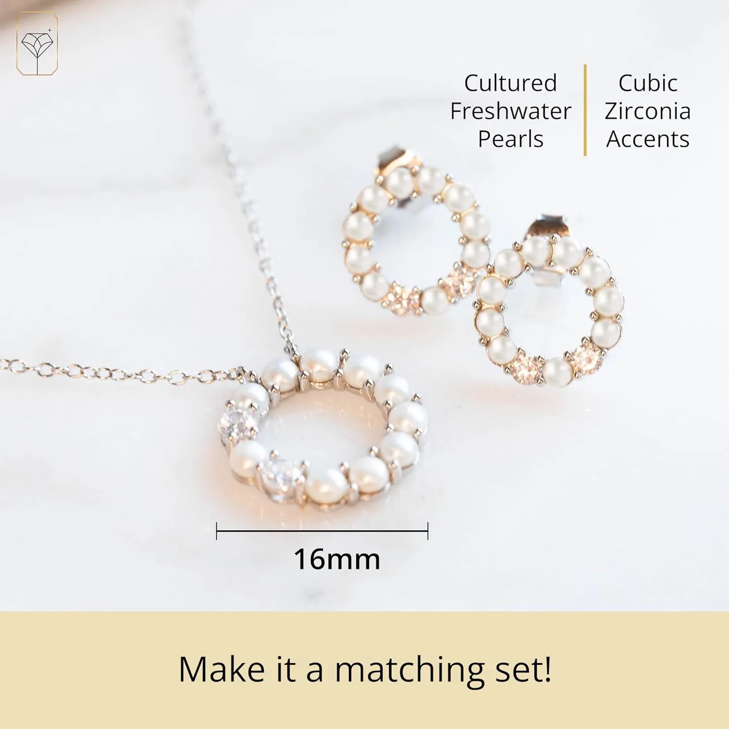 MAX   STONE Freshwater Pearl Necklace for Women in Sterling Silver | Pearl Necklace with Diamond Accent | Real Pearl Pendant Necklace for Women in Various Designs