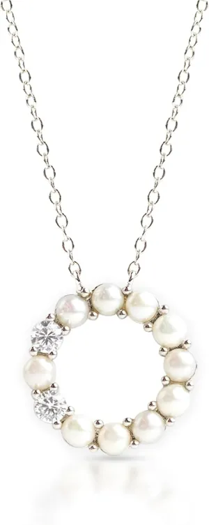 MAX   STONE Freshwater Pearl Necklace for Women in Sterling Silver | Pearl Necklace with Diamond Accent | Real Pearl Pendant Necklace for Women in Various Designs