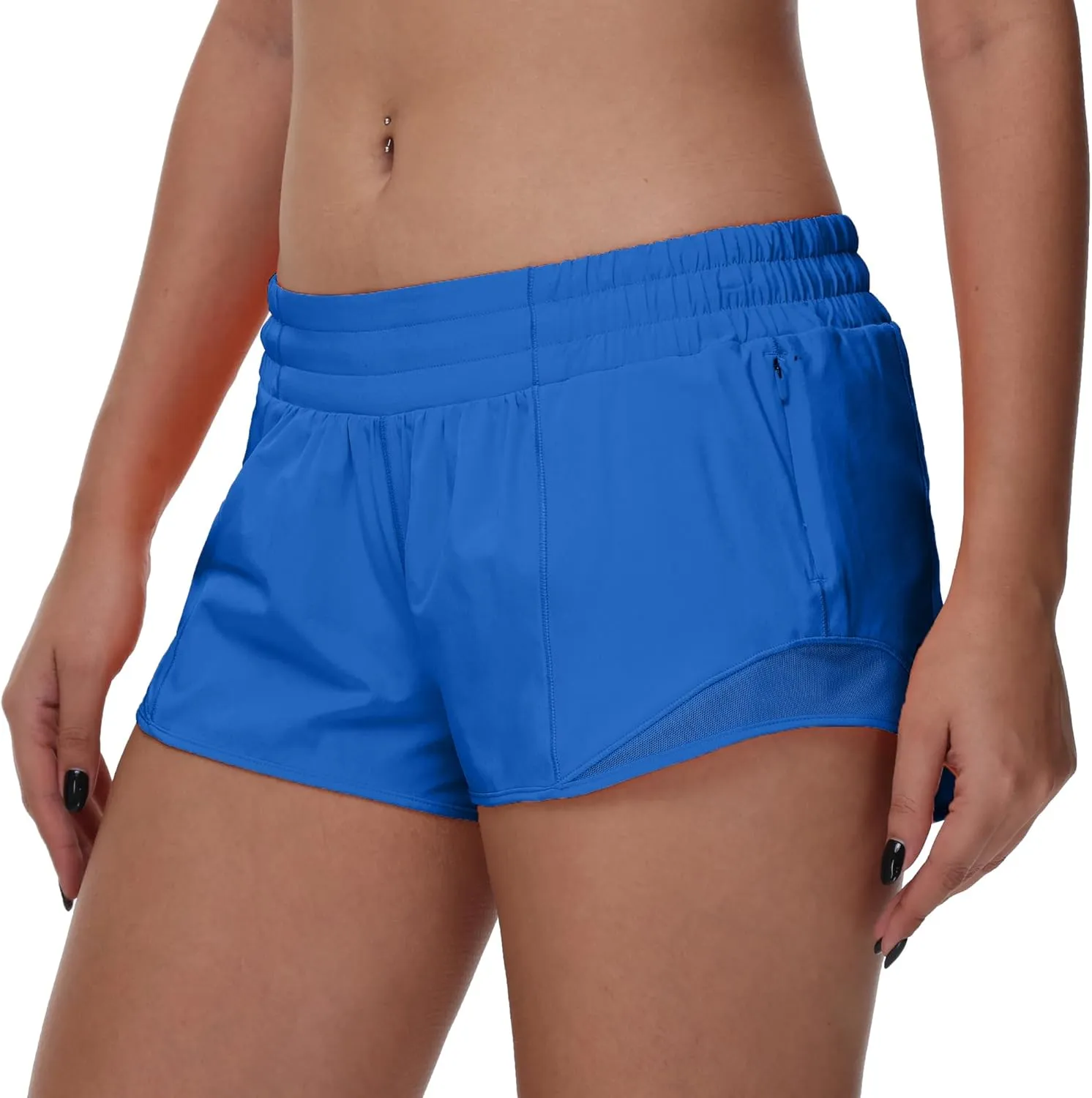 MCEDAR Women's Running Shorts Low Waisted 2.5"，Lightweight Active Workout Quick Dry Gym Athletic Sports Shorts Zip Pocket