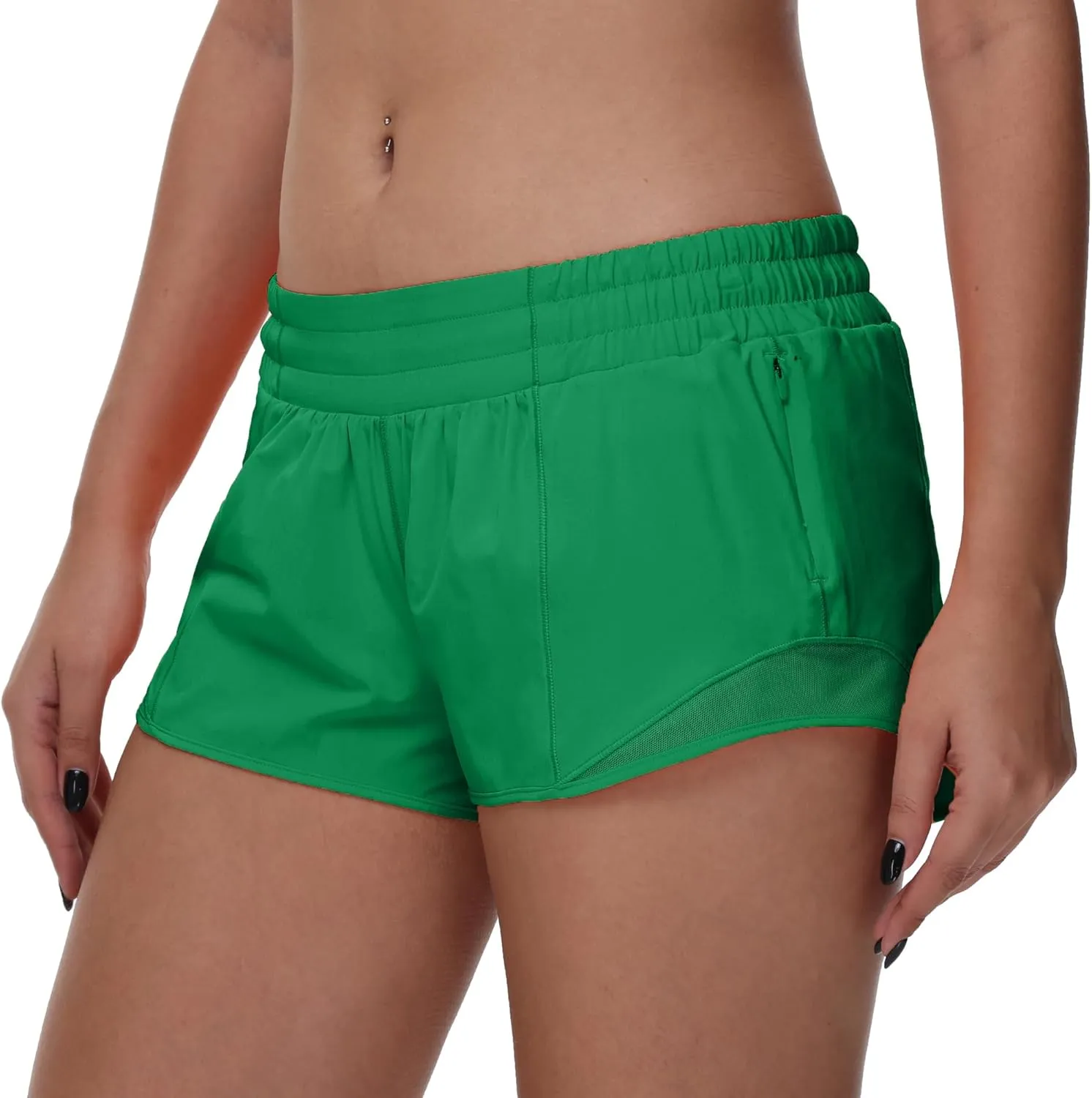 MCEDAR Women's Running Shorts Low Waisted 2.5"，Lightweight Active Workout Quick Dry Gym Athletic Sports Shorts Zip Pocket