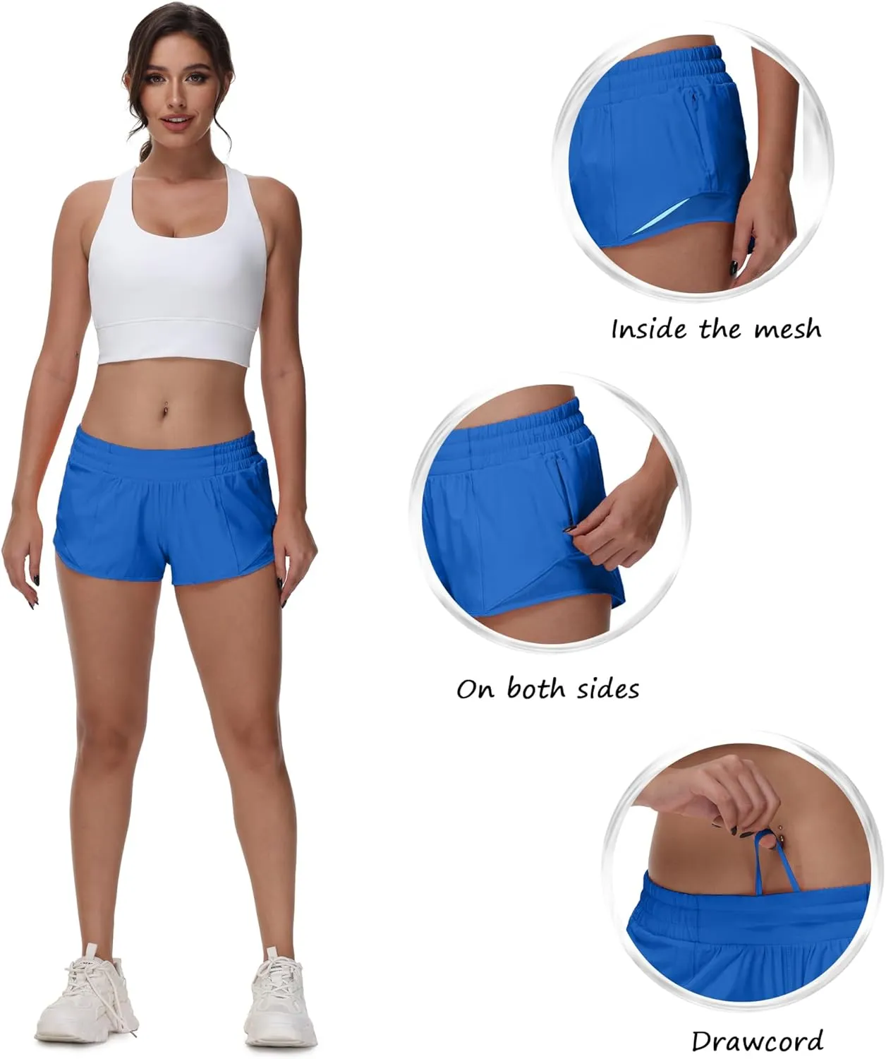 MCEDAR Women's Running Shorts Low Waisted 2.5"，Lightweight Active Workout Quick Dry Gym Athletic Sports Shorts Zip Pocket