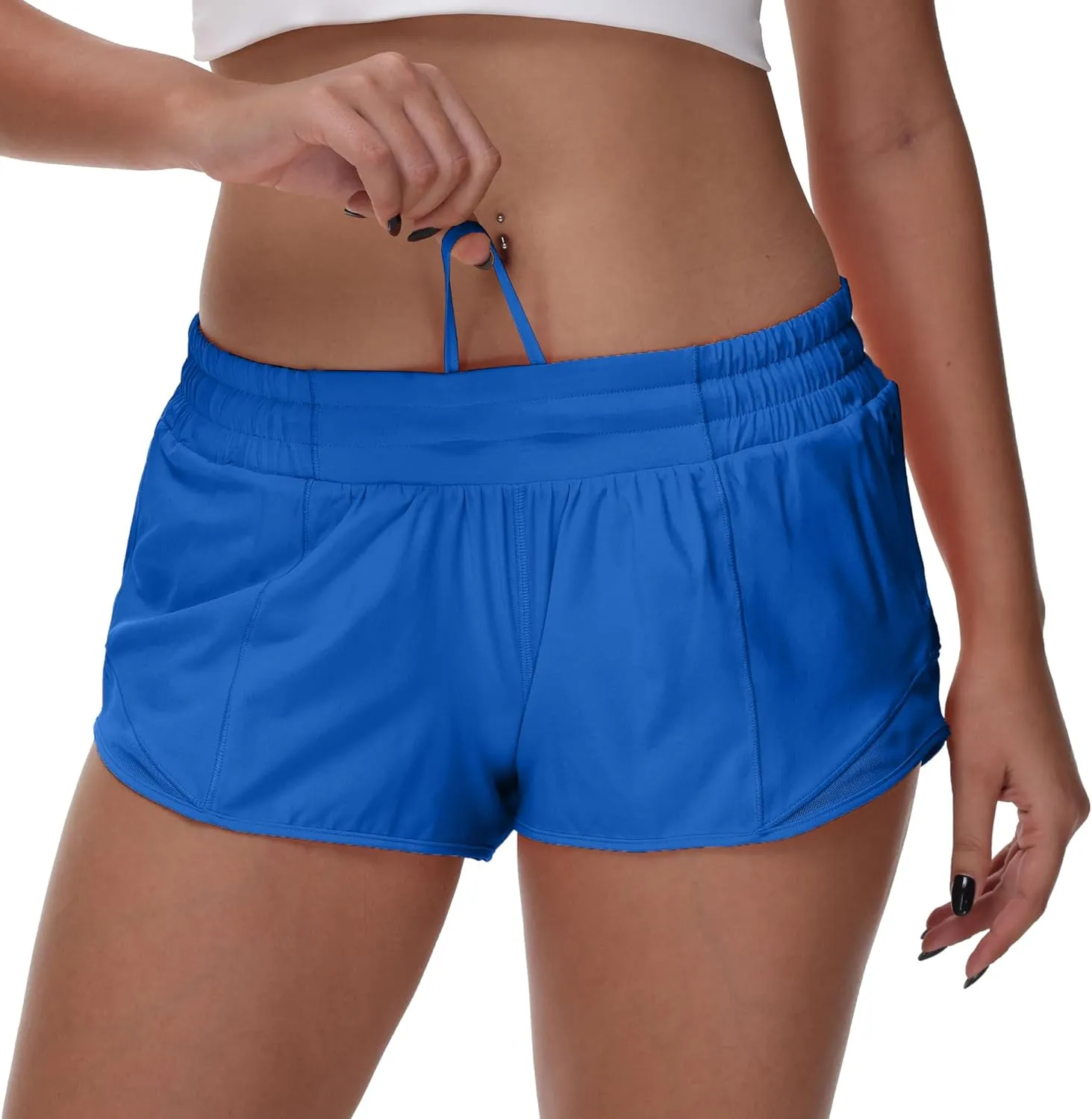 MCEDAR Women's Running Shorts Low Waisted 2.5"，Lightweight Active Workout Quick Dry Gym Athletic Sports Shorts Zip Pocket