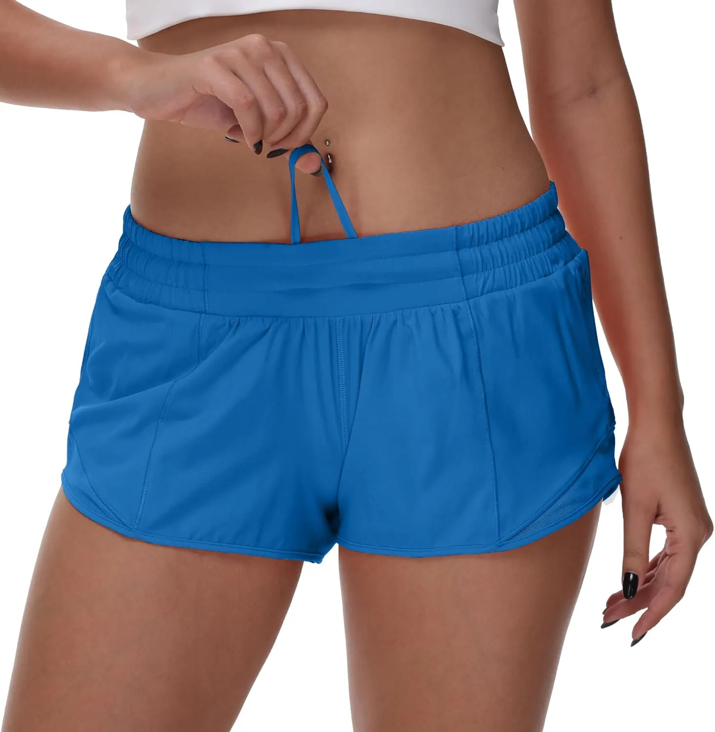 MCEDAR Women's Running Shorts Low Waisted 2.5"，Lightweight Active Workout Quick Dry Gym Athletic Sports Shorts Zip Pocket