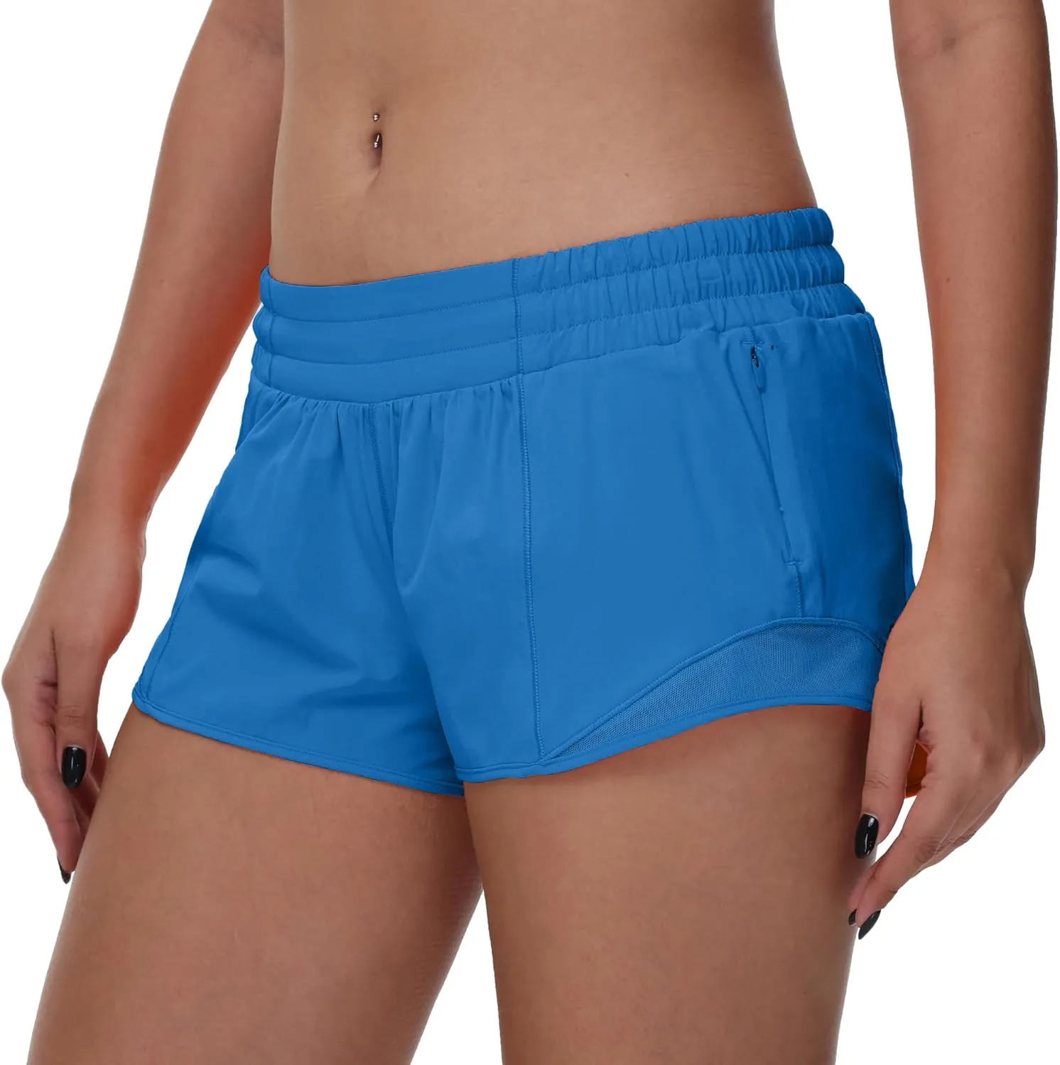 MCEDAR Women's Running Shorts Low Waisted 2.5"，Lightweight Active Workout Quick Dry Gym Athletic Sports Shorts Zip Pocket