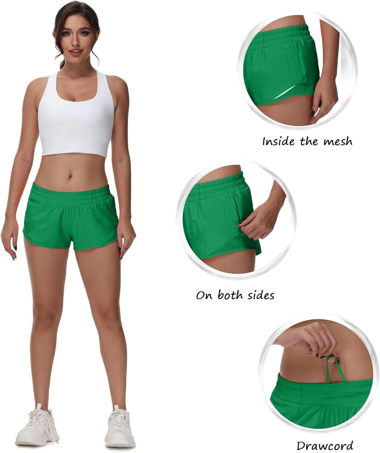 MCEDAR Women's Running Shorts Low Waisted 2.5"，Lightweight Active Workout Quick Dry Gym Athletic Sports Shorts Zip Pocket