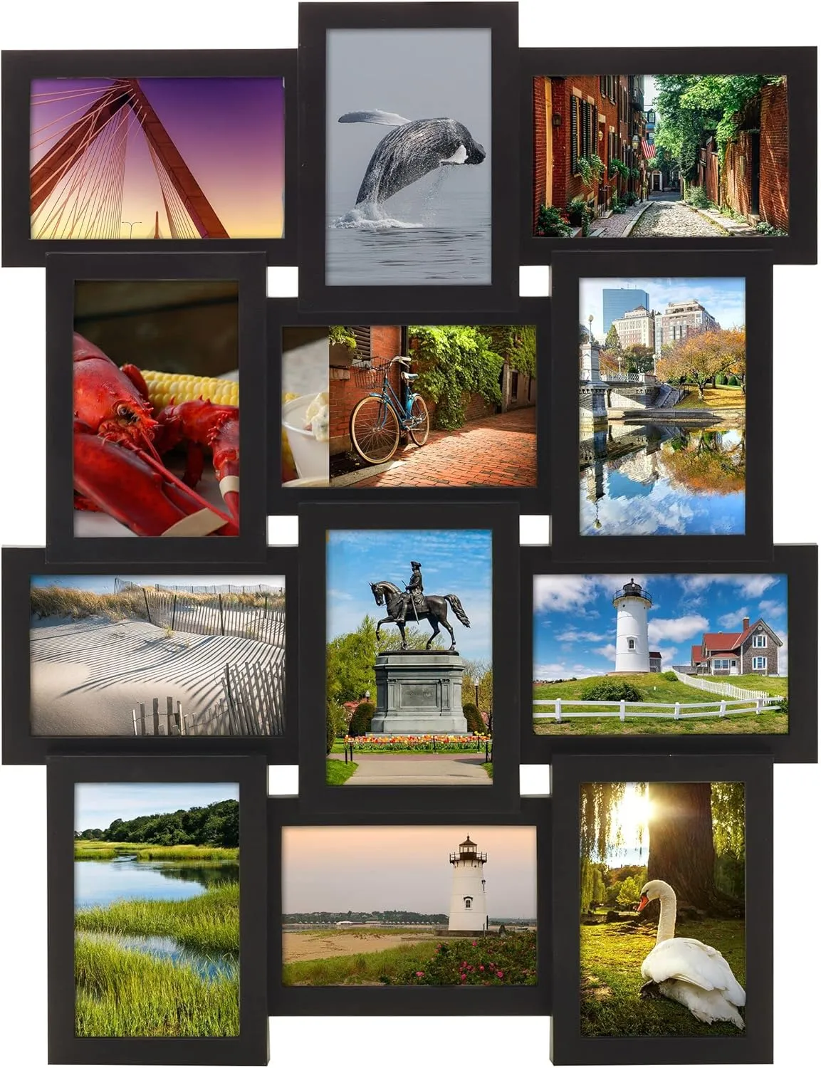 Melannco 12 Opening Collage Frame, Displays 4x6 and Six 6x4 Inch Photos, Black
