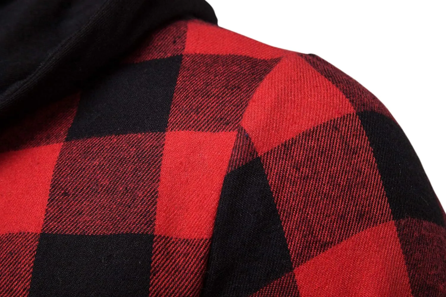Men Hooded Plaid Shirts Button Splice Sweatshirt Long Sleeve Lattice Tops