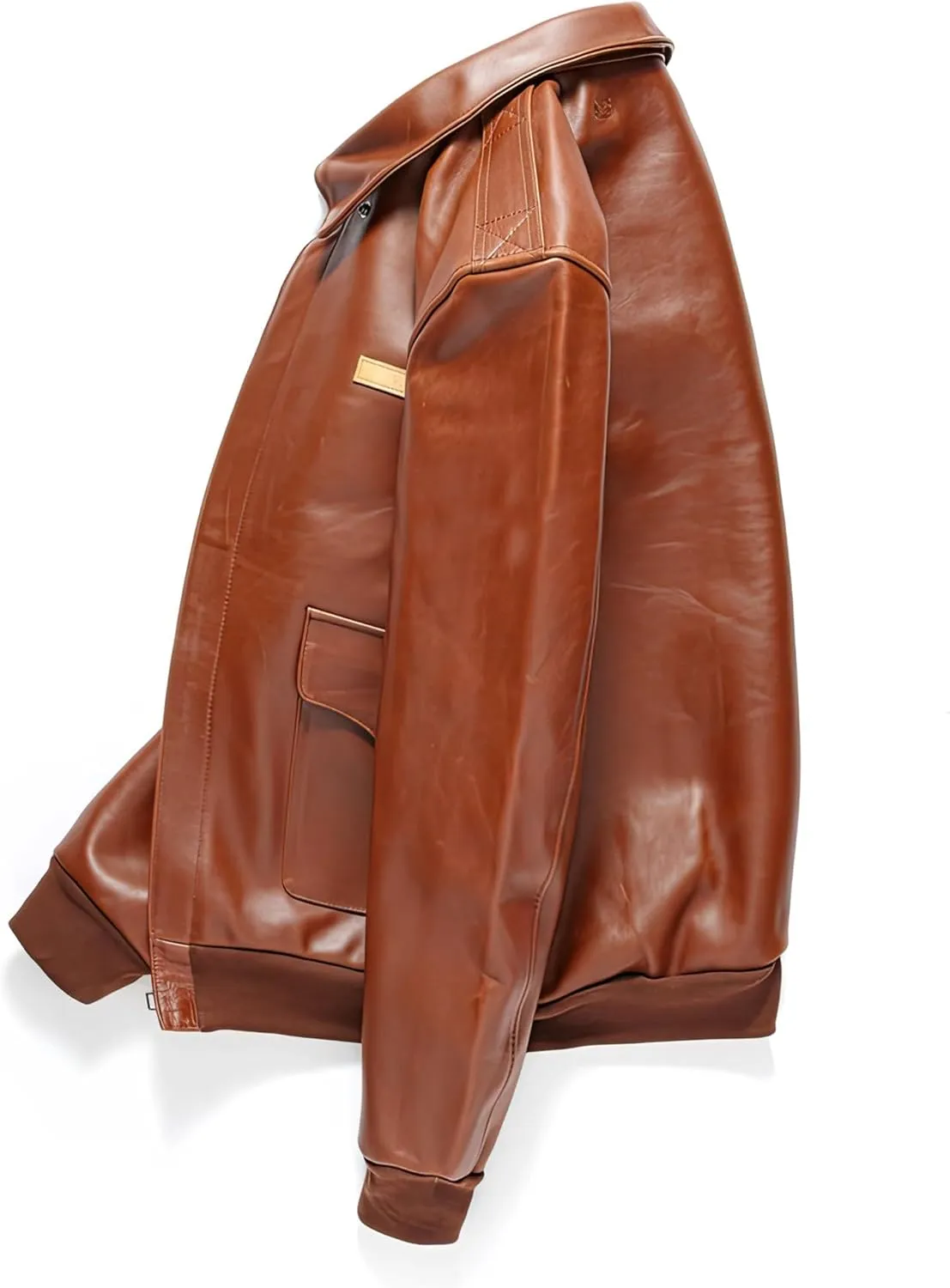 Men Natural Military A2 Pilot Jacket Aviation Genuine Leather Jackets Coat
