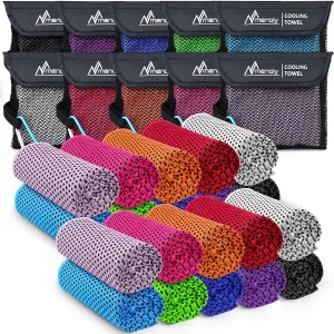 MENOLY 20 Pack Cooling Towels with Carrying Bags, 40"x12" Cooling Towels for Neck and Face, Instant Gym Workout Towels for Sports, Sweat, Yoga, Camping, Running cooling rag