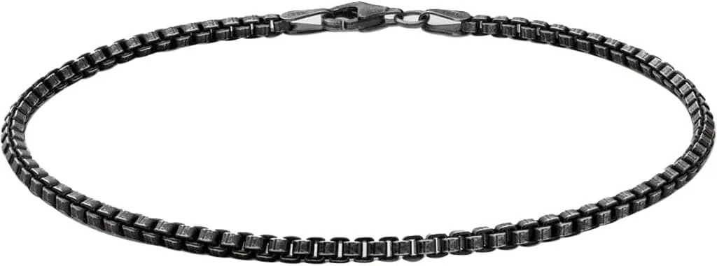 Mens 2mm Venetian Chain Bracelet II, Sterling Silver | Brushed