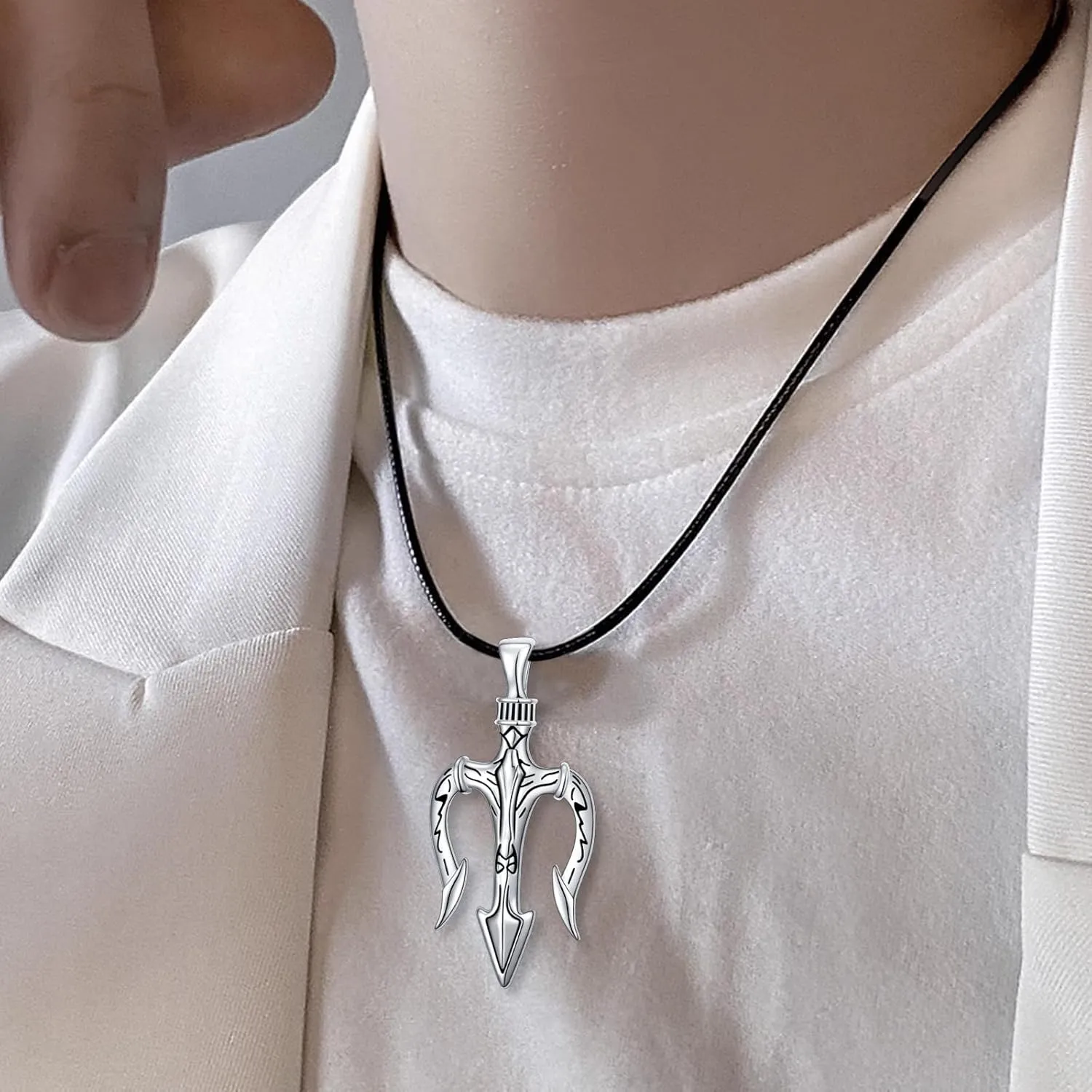 Men's 925 Sterling Silver Arrow Arrowhead Poseidon Sentimental for Him Boyfriend Pendant Necklace Gift Cords