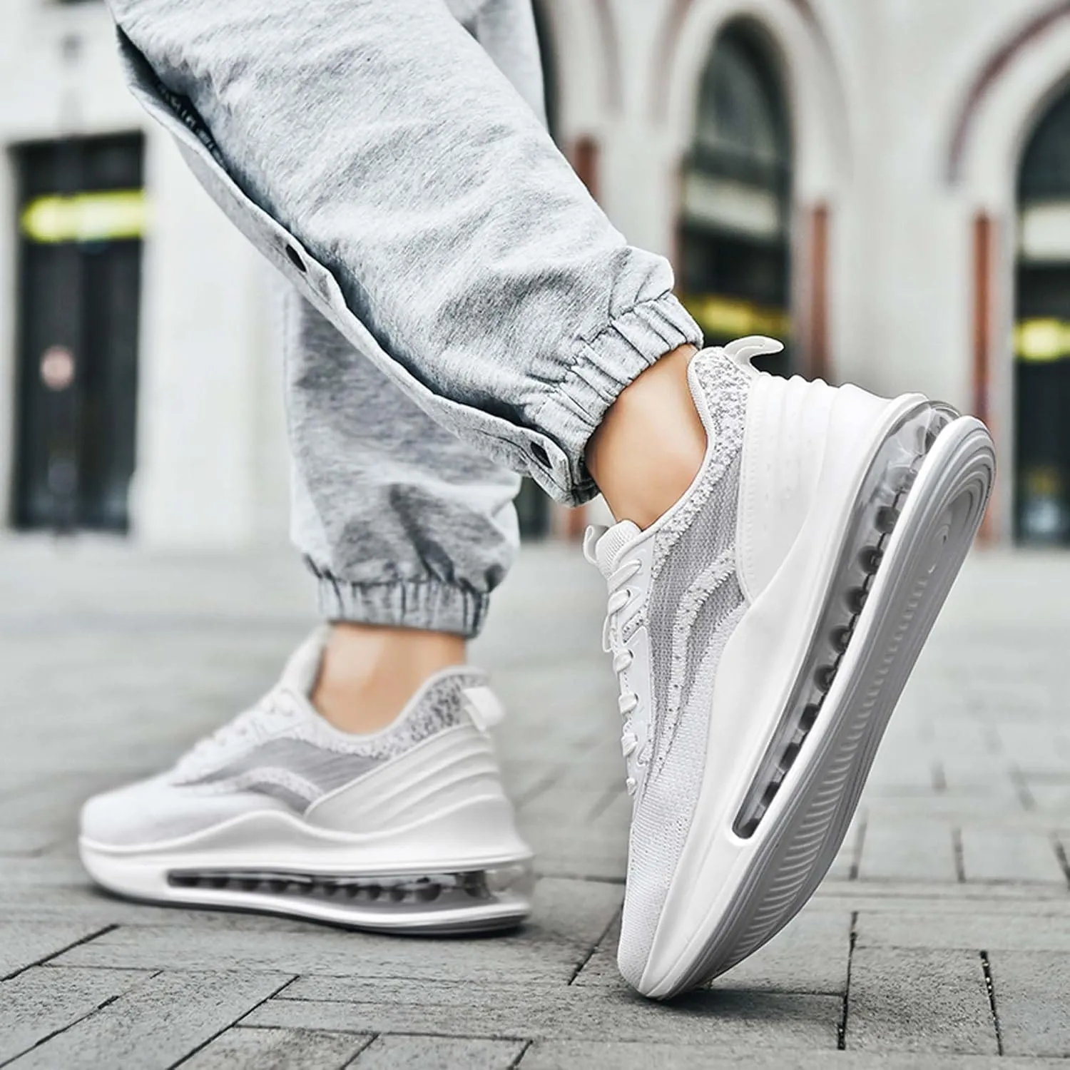 Men's Air Cushioned Athletic Shoes Breathable Mesh Running Shoes Non-Slip Rebound Casual Walking Shoes Arch Support Road Running Shoes Men's Shoes Size Large 6-14 US Size
