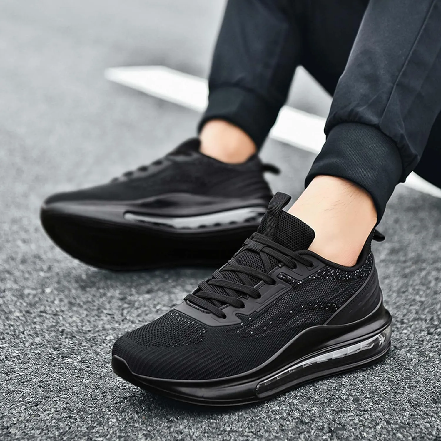 Men's Air Cushioned Athletic Shoes Breathable Mesh Running Shoes Non-Slip Rebound Casual Walking Shoes Arch Support Road Running Shoes Men's Shoes Size Large 6-14 US Size