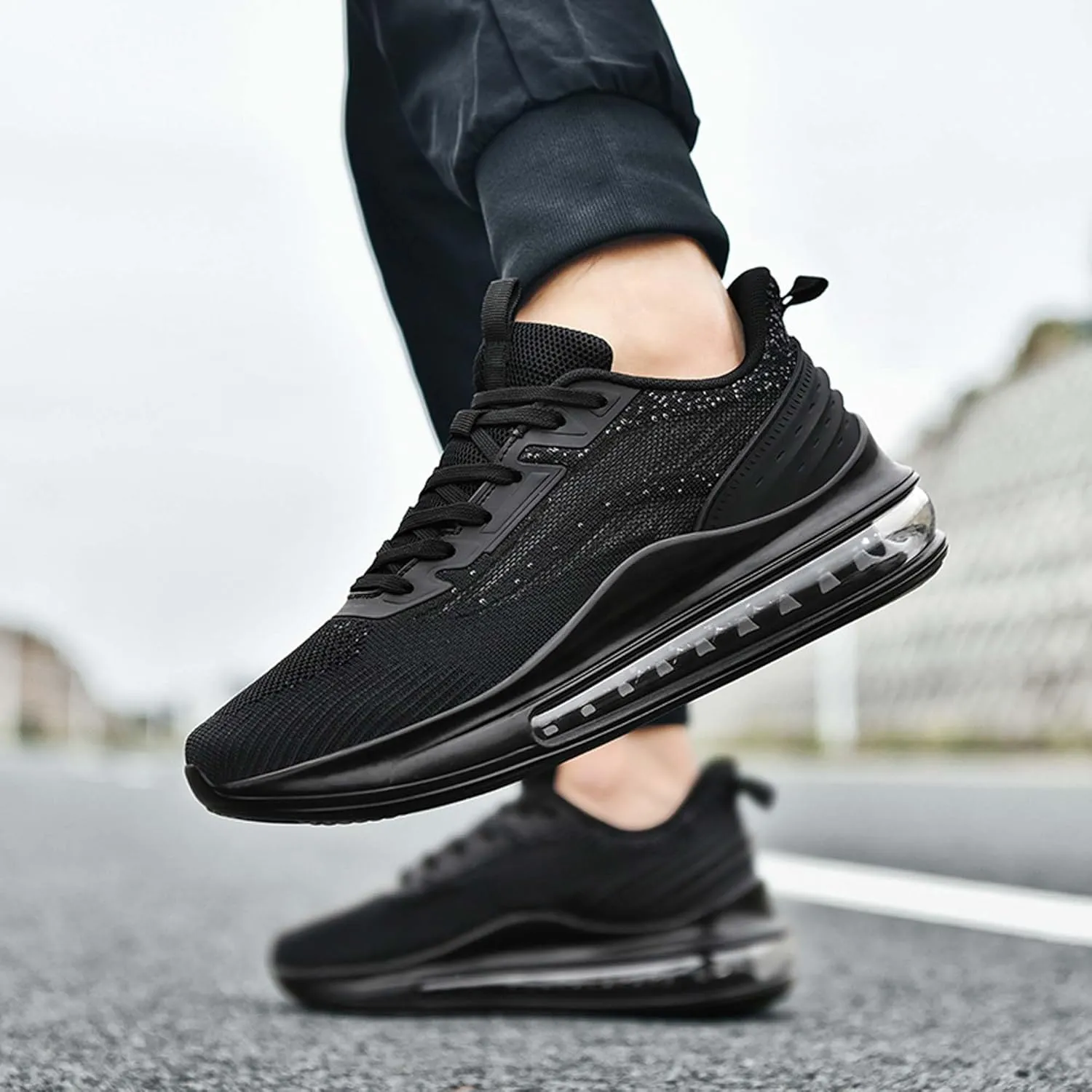 Men's Air Cushioned Athletic Shoes Breathable Mesh Running Shoes Non-Slip Rebound Casual Walking Shoes Arch Support Road Running Shoes Men's Shoes Size Large 6-14 US Size