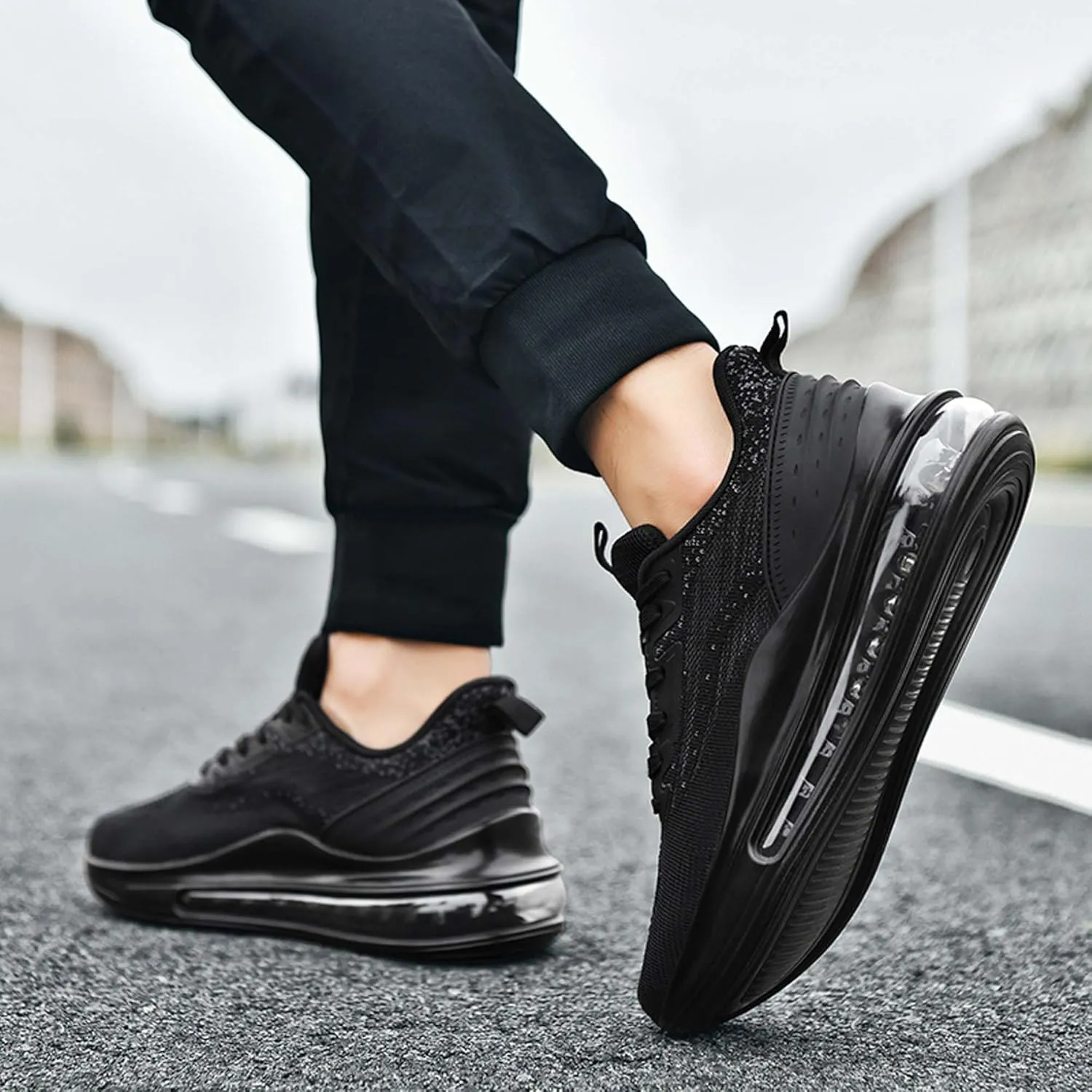 Men's Air Cushioned Athletic Shoes Breathable Mesh Running Shoes Non-Slip Rebound Casual Walking Shoes Arch Support Road Running Shoes Men's Shoes Size Large 6-14 US Size