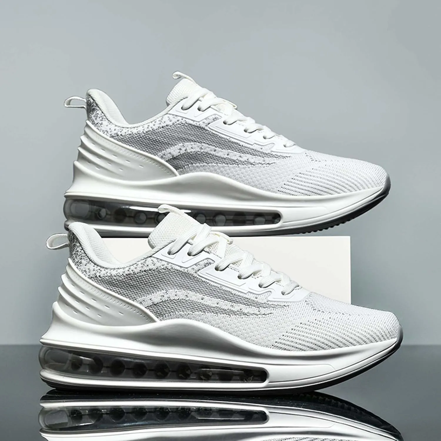 Men's Air Cushioned Athletic Shoes Breathable Mesh Running Shoes Non-Slip Rebound Casual Walking Shoes Arch Support Road Running Shoes Men's Shoes Size Large 6-14 US Size
