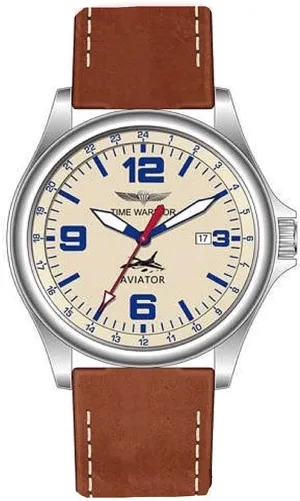 Men’s Aviator Luxury Pilot Watches for Men Genuine Leather Strap - 40mm Watch - Japanese Movement (Yellow)