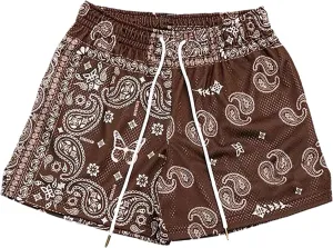 Men's Basketball Shorts Paisley Print Mesh Breathable Running Athletic Shorts Quick-Dry Workout Gym
