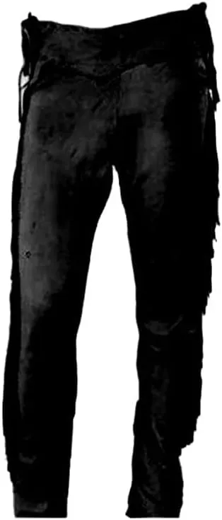 Men's Cowboy Buckskin Suede Leather Western Pant with Fringe