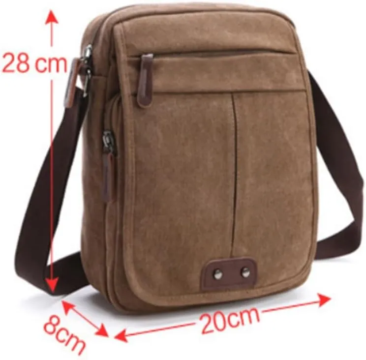 Men's Crossbody Bag Retro Canvas Crossbody Bag Business Casual Shoulder Bag for Hiking Cycling Traveling(Blue,28x8x20cm)
