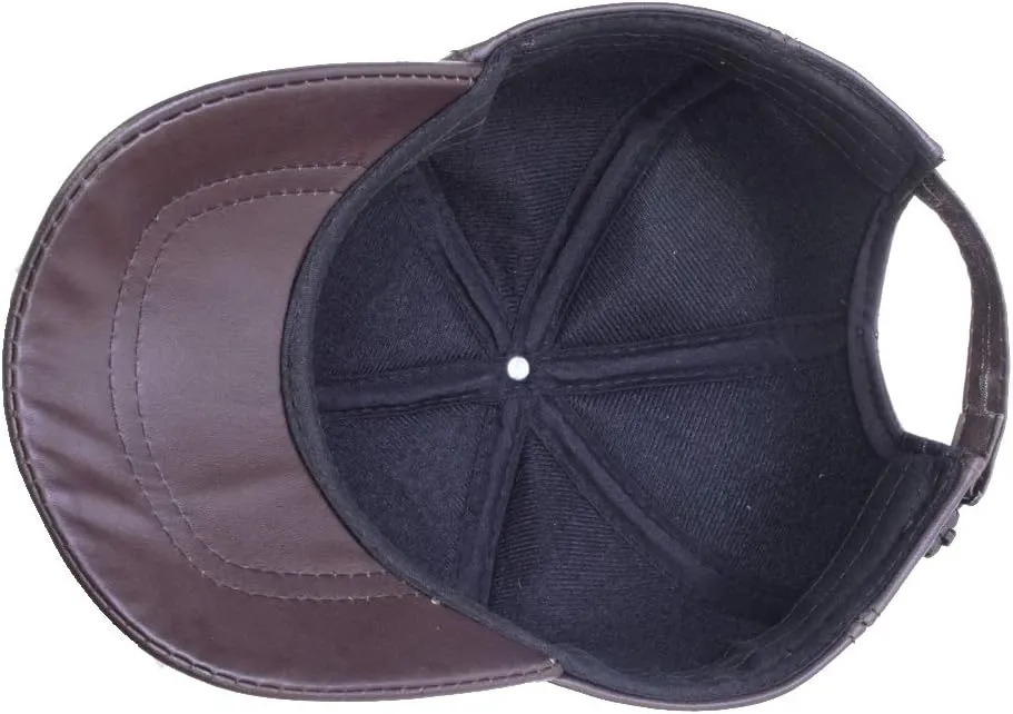 Men's Genuine Soft Lambskin Leather Baseball Hats Driving Adjustable Cap