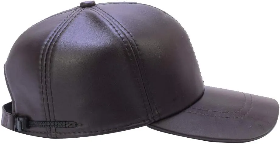 Men's Genuine Soft Lambskin Leather Baseball Hats Driving Adjustable Cap