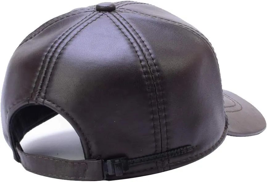 Men's Genuine Soft Lambskin Leather Baseball Hats Driving Adjustable Cap