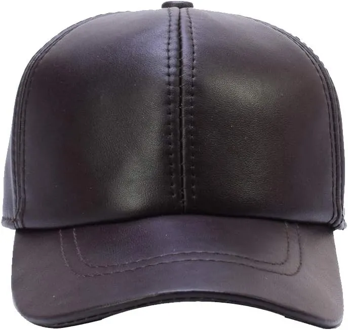 Men's Genuine Soft Lambskin Leather Baseball Hats Driving Adjustable Cap