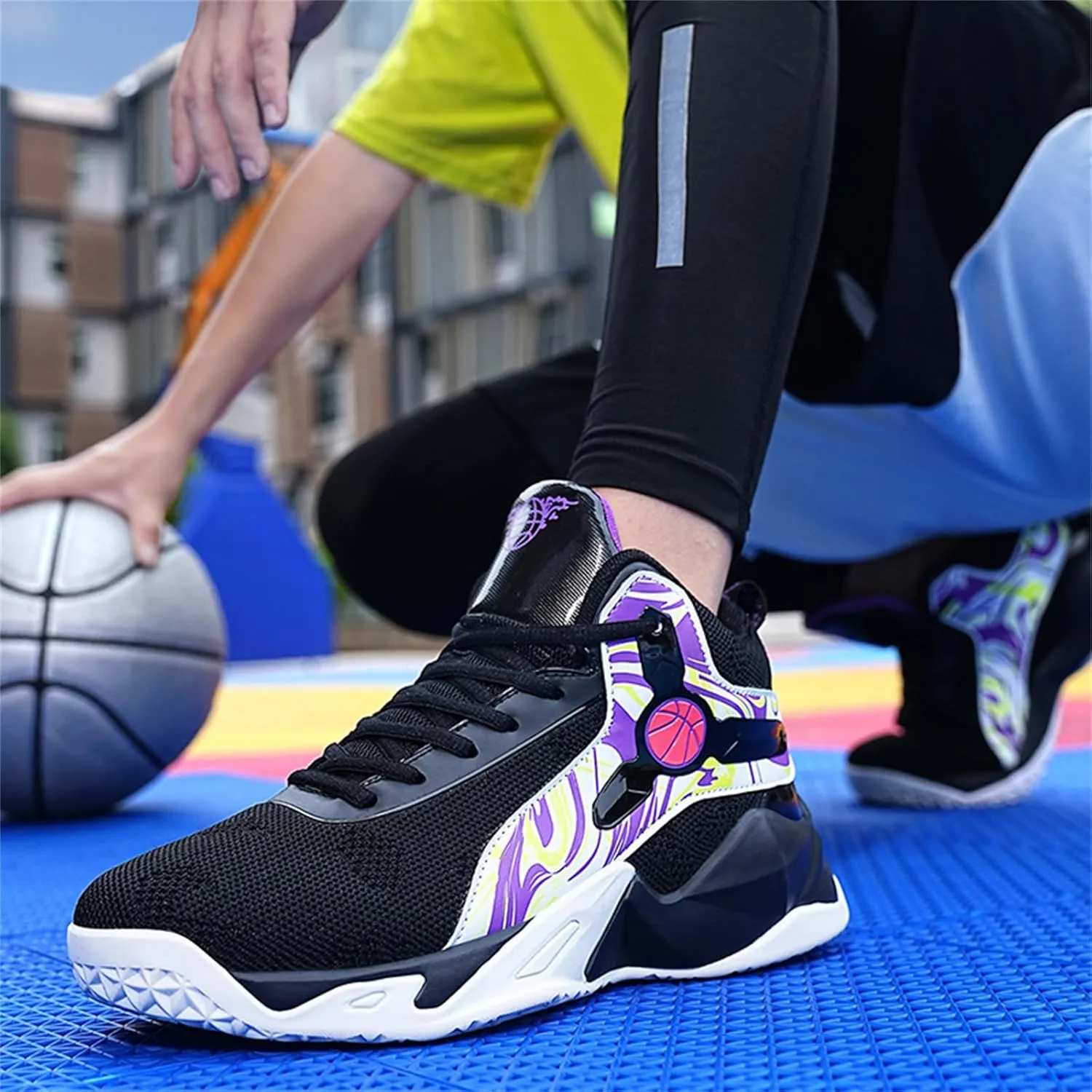 Men's High Top Mesh Breathable Basketball Shoes Athletic Sneakers Gym Fashion Trainers Tennis Casual Walking Shoes
