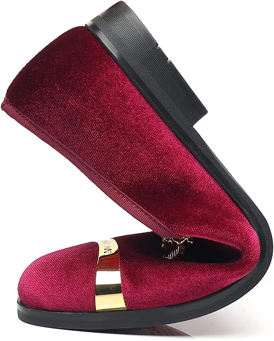 Men's Loafers Velvet Gold Buckle Fashion Handmade Party Wedding Prom Shoes