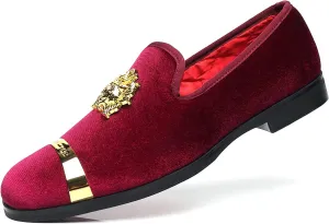 Men's Loafers Velvet Gold Buckle Fashion Handmade Party Wedding Prom Shoes