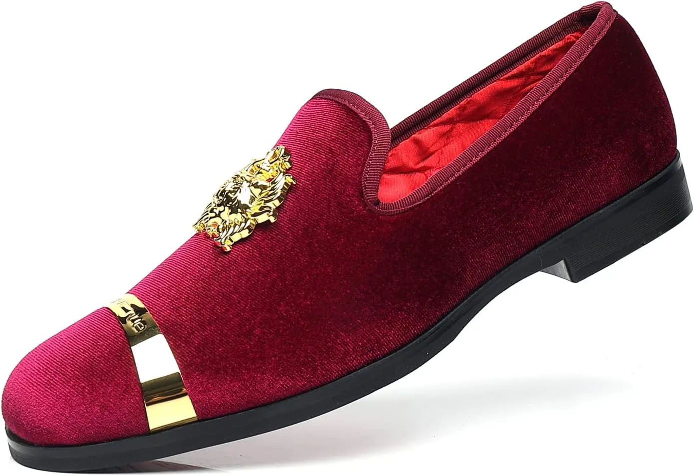 Men's Loafers Velvet Gold Buckle Fashion Handmade Party Wedding Prom Shoes