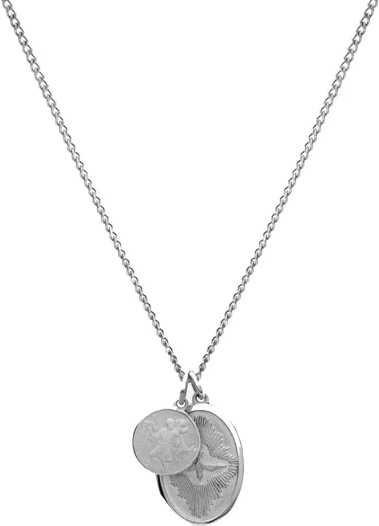 Mens Mini Dove Pendant Necklace, Sterling Silver | Polished Silver 24in