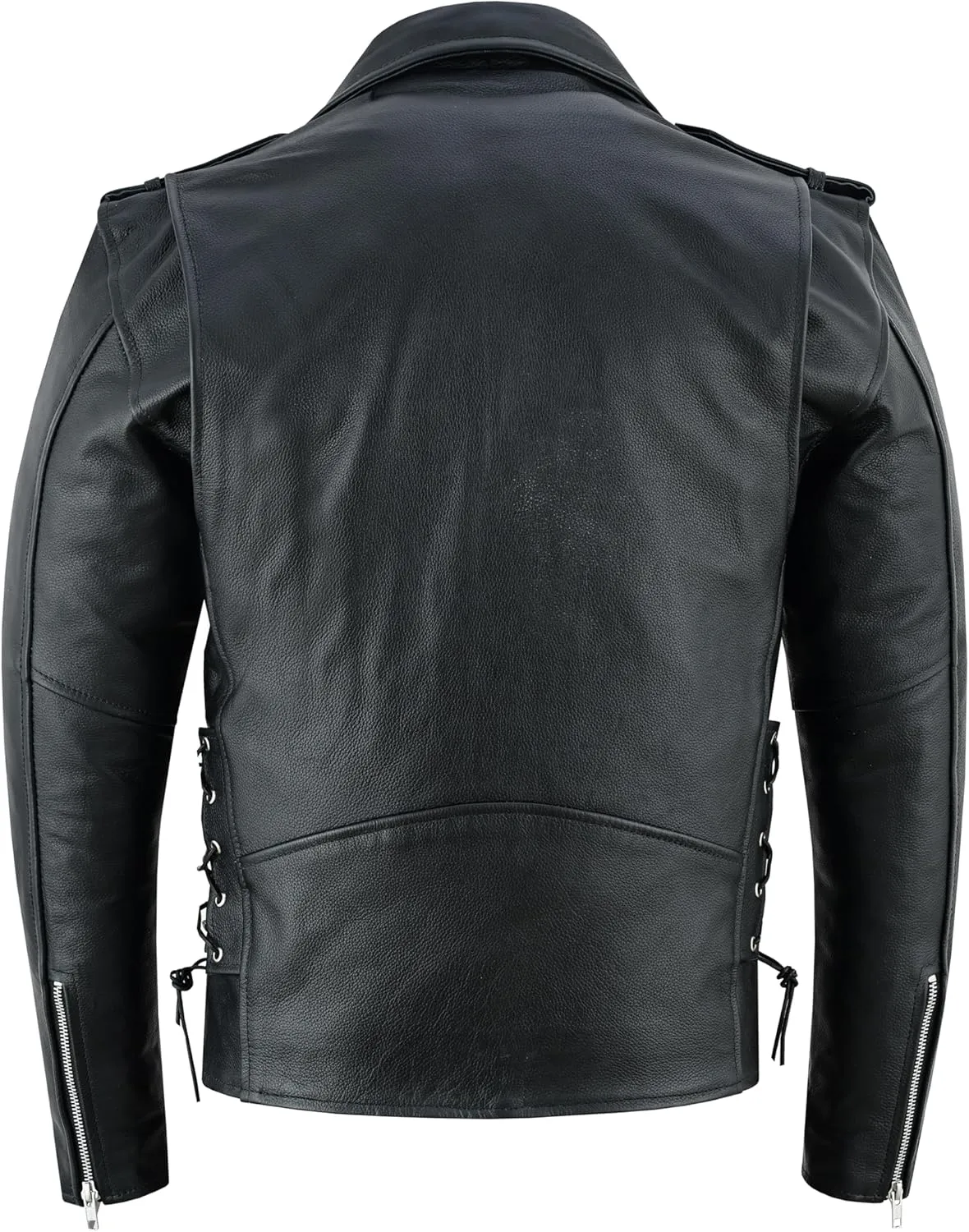 Men's Motorcycle Brando Leather Jacket 100% Cowhide Distressed Zip Up Leather Side Lacing Motorbike Jackets
