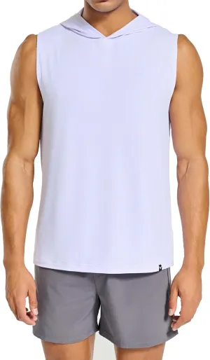 Men's Relaxed-Fit Sleeveless Gym Hoodies Workout Hooded Tank Tops