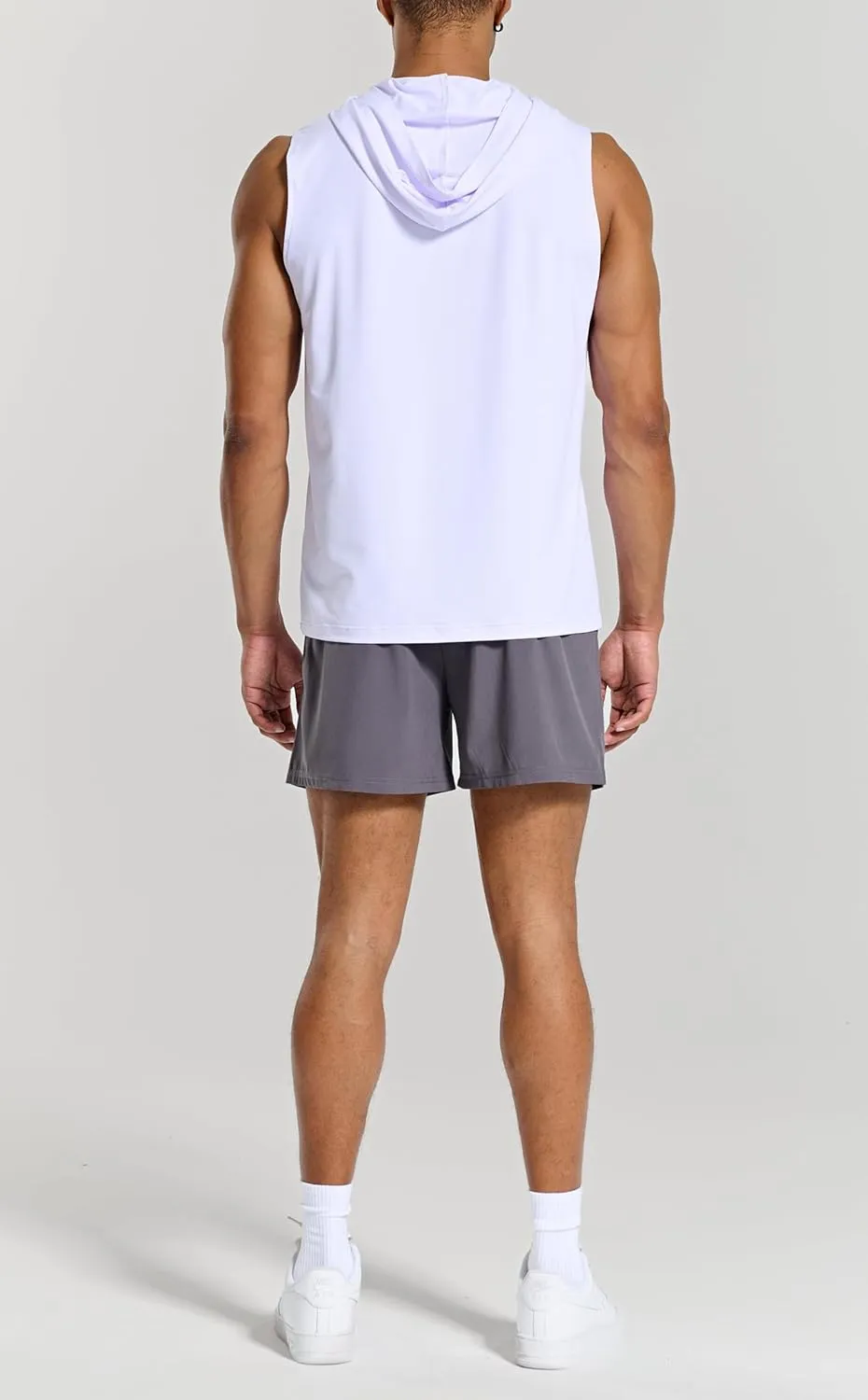 Men's Relaxed-Fit Sleeveless Gym Hoodies Workout Hooded Tank Tops