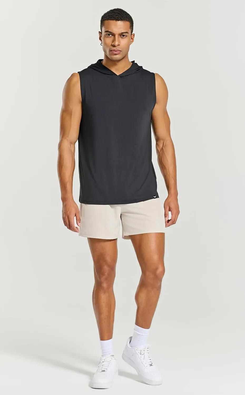 Men's Relaxed-Fit Sleeveless Gym Hoodies Workout Hooded Tank Tops