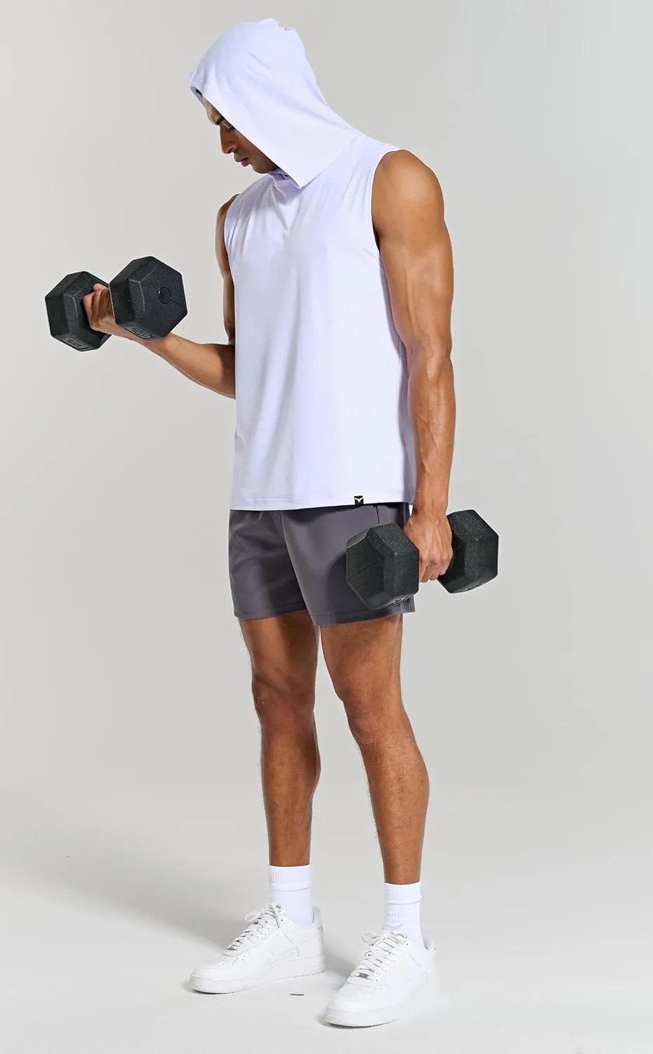 Men's Relaxed-Fit Sleeveless Gym Hoodies Workout Hooded Tank Tops