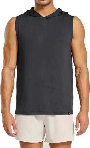 Men's Relaxed-Fit Sleeveless Gym Hoodies Workout Hooded Tank Tops