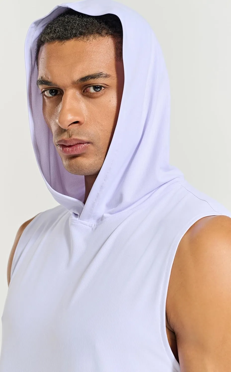 Men's Relaxed-Fit Sleeveless Gym Hoodies Workout Hooded Tank Tops