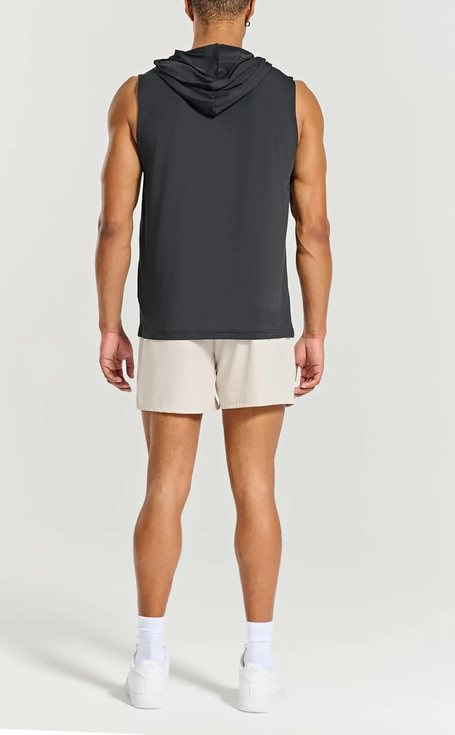 Men's Relaxed-Fit Sleeveless Gym Hoodies Workout Hooded Tank Tops